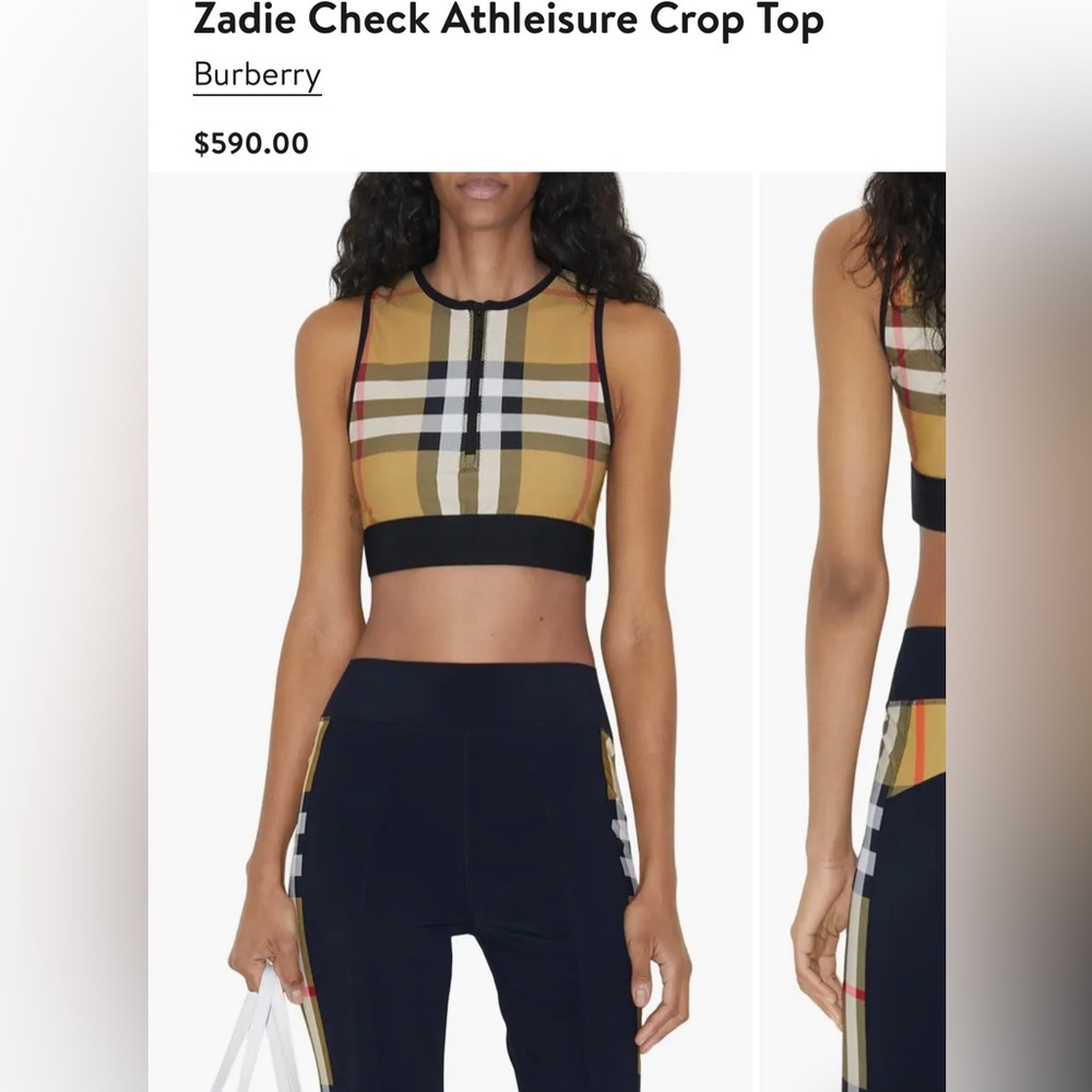 Burberry Women’s Zadie Check Athlesiure top size Medium